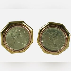 QUEEN ELIZABETH GENUINE COIN CLIP ON EARRINGS